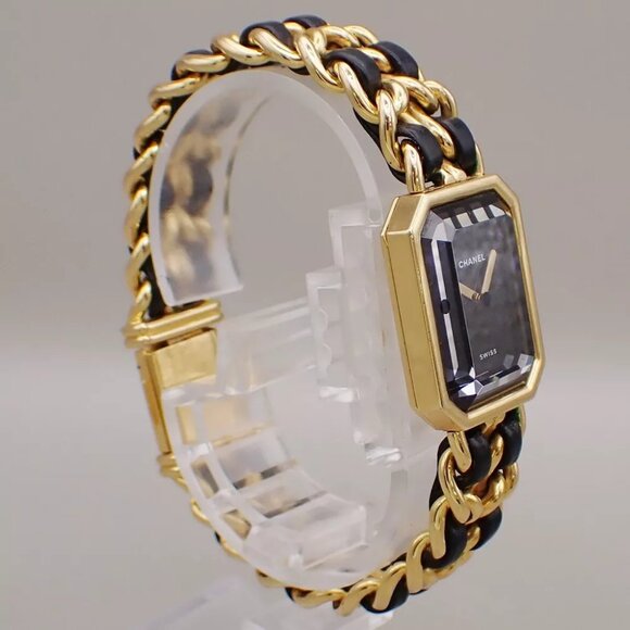 CHANEL Logo Premiere Watch H0001 # L Quartz Gold Plated Leather GHW - Picture 3 of 13